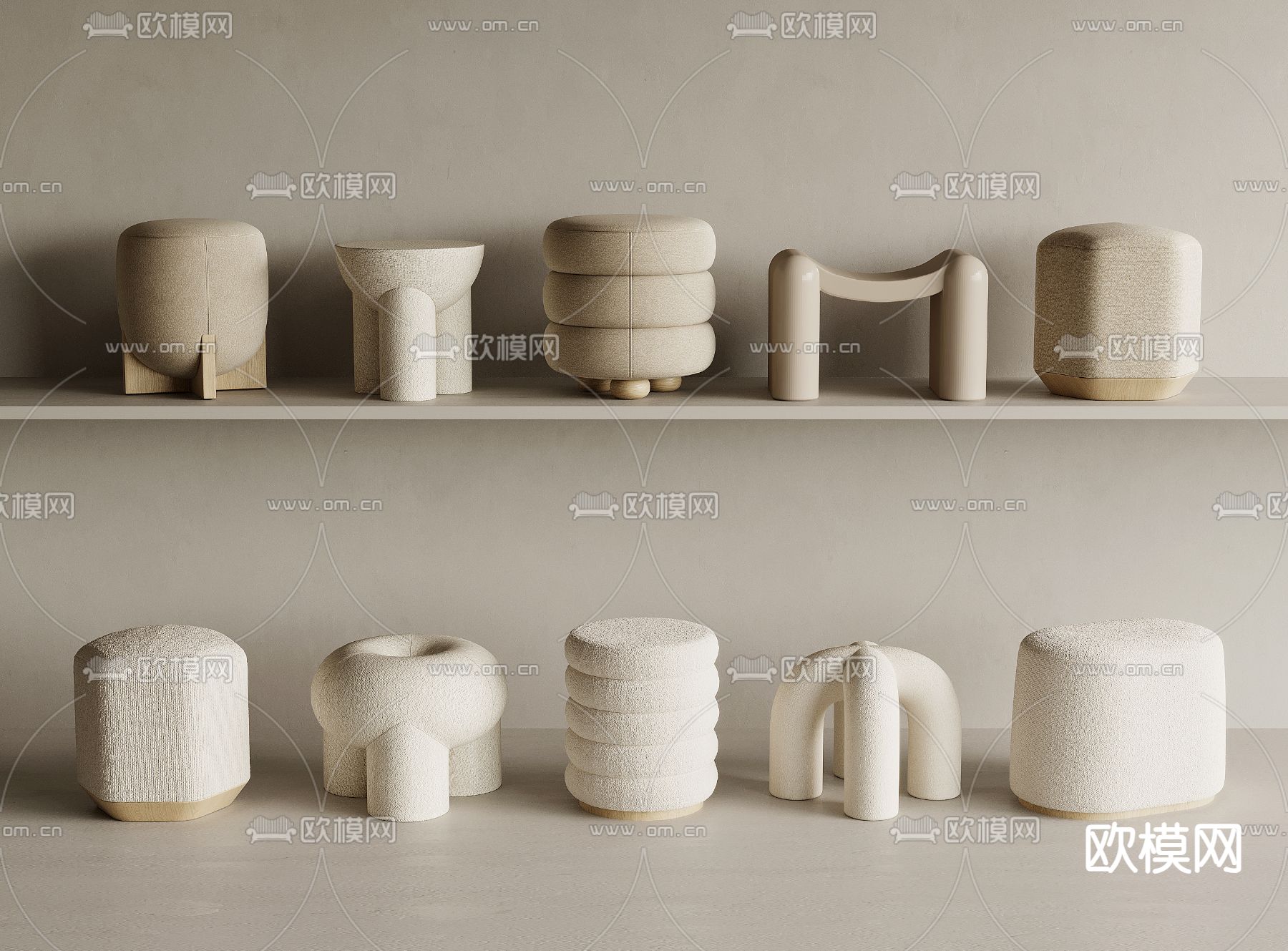 沙发凳 圆凳 矮凳3d模型下载