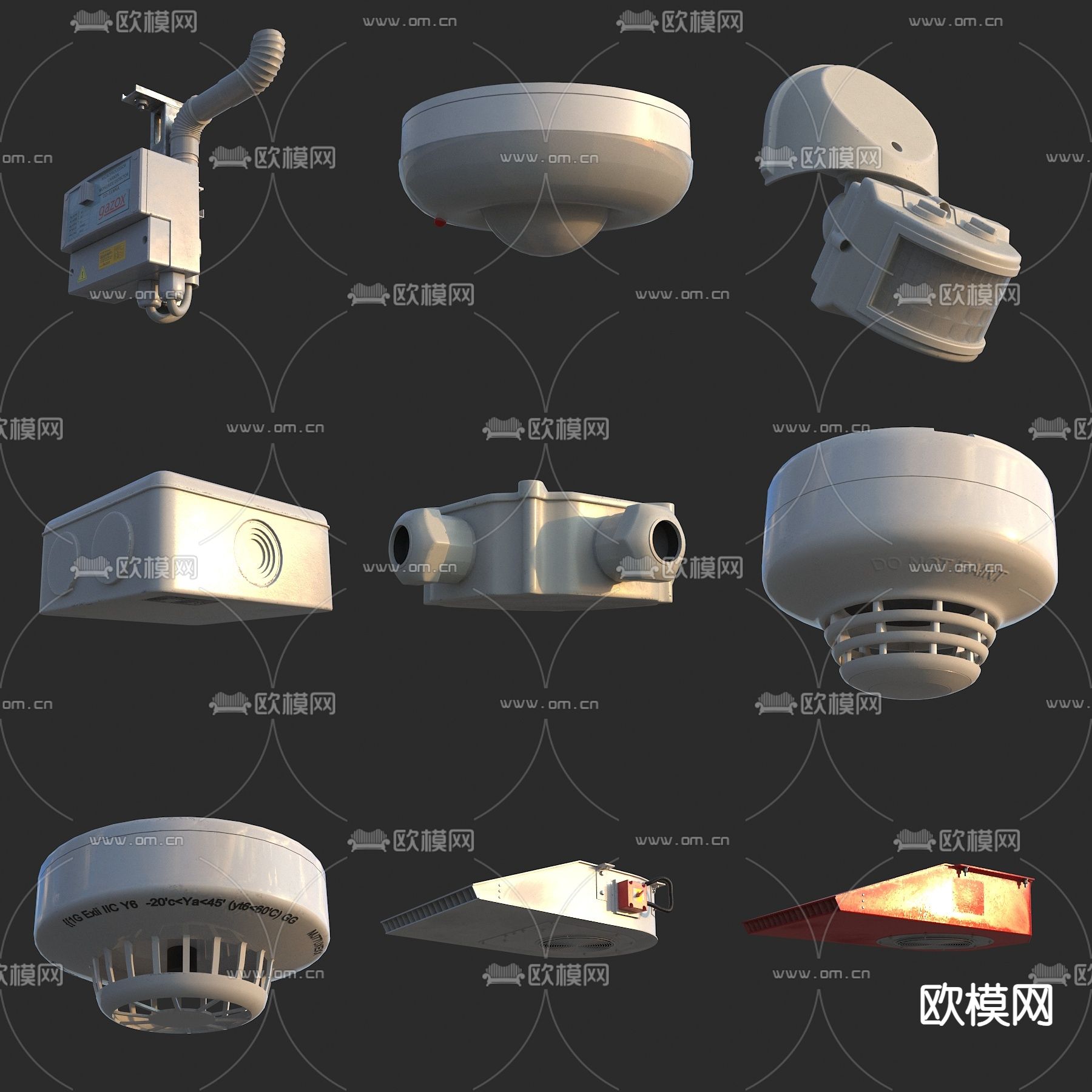 消防设备 报警器 警示器 烟感器3d模型下载