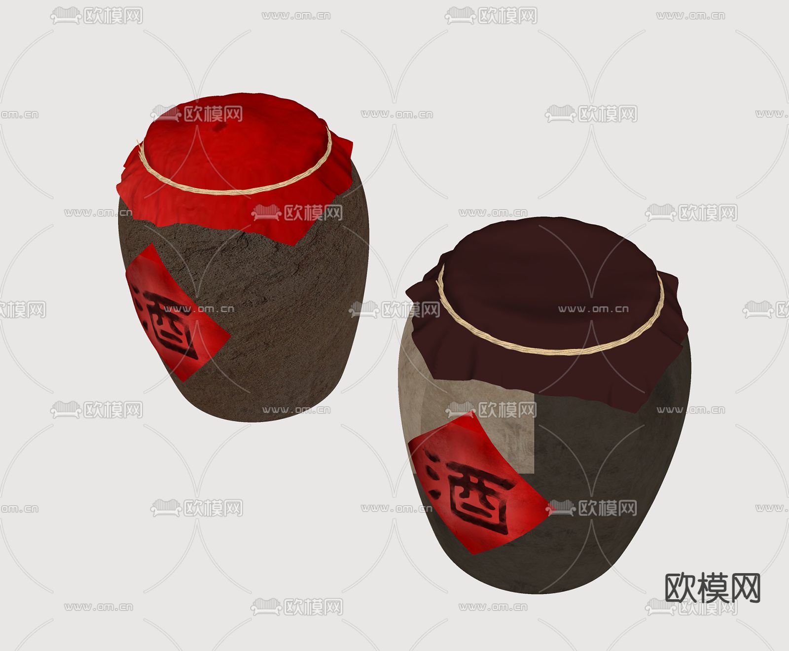中式酒坛su模型下载（渲染图1）