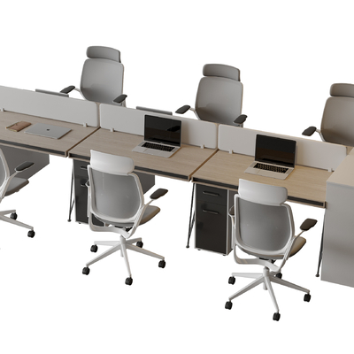  办公桌椅 职工工位su模型 