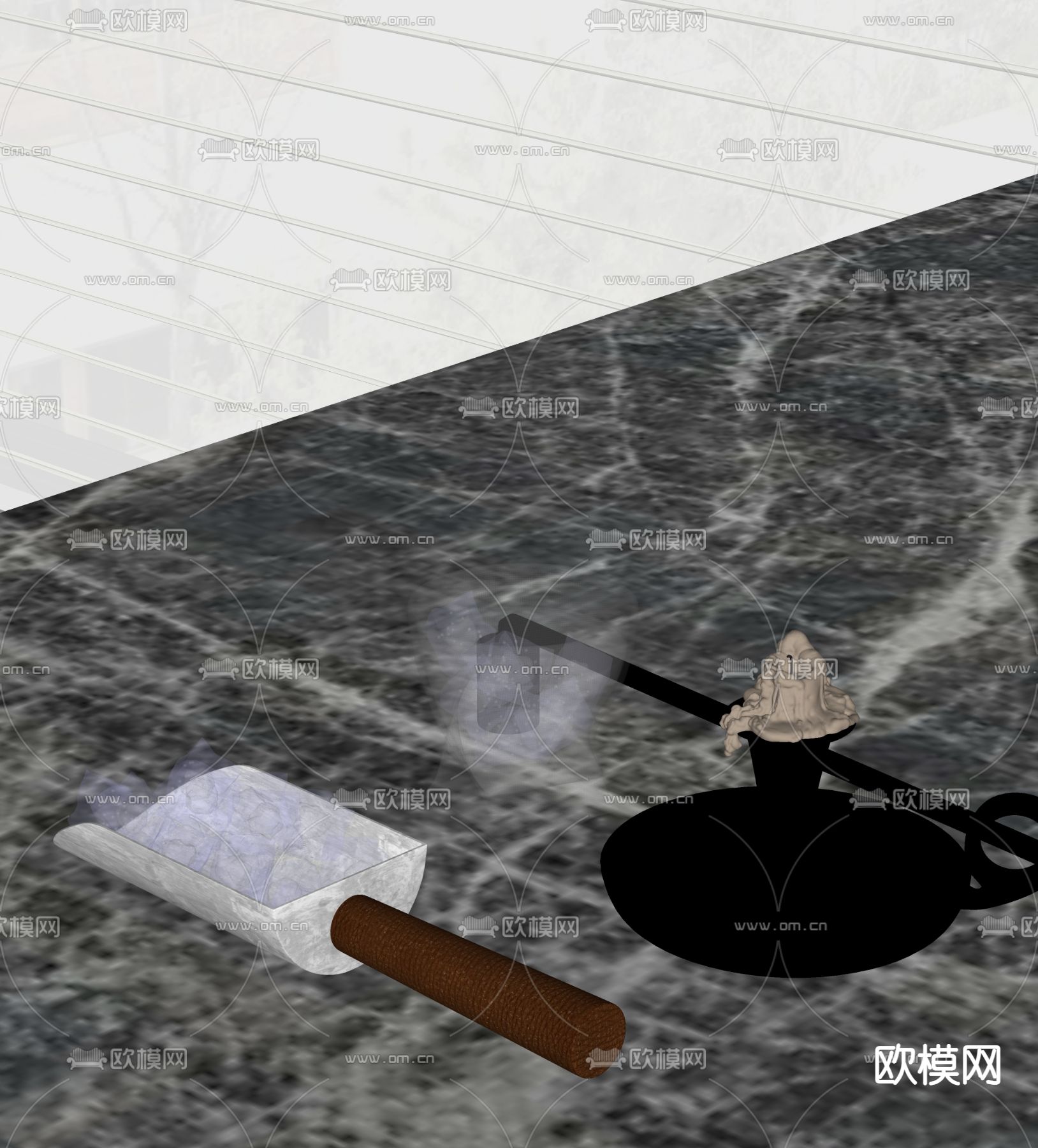 铲子 冰块 蜡烛 水杯 酒杯su模型下载（渲染图1）