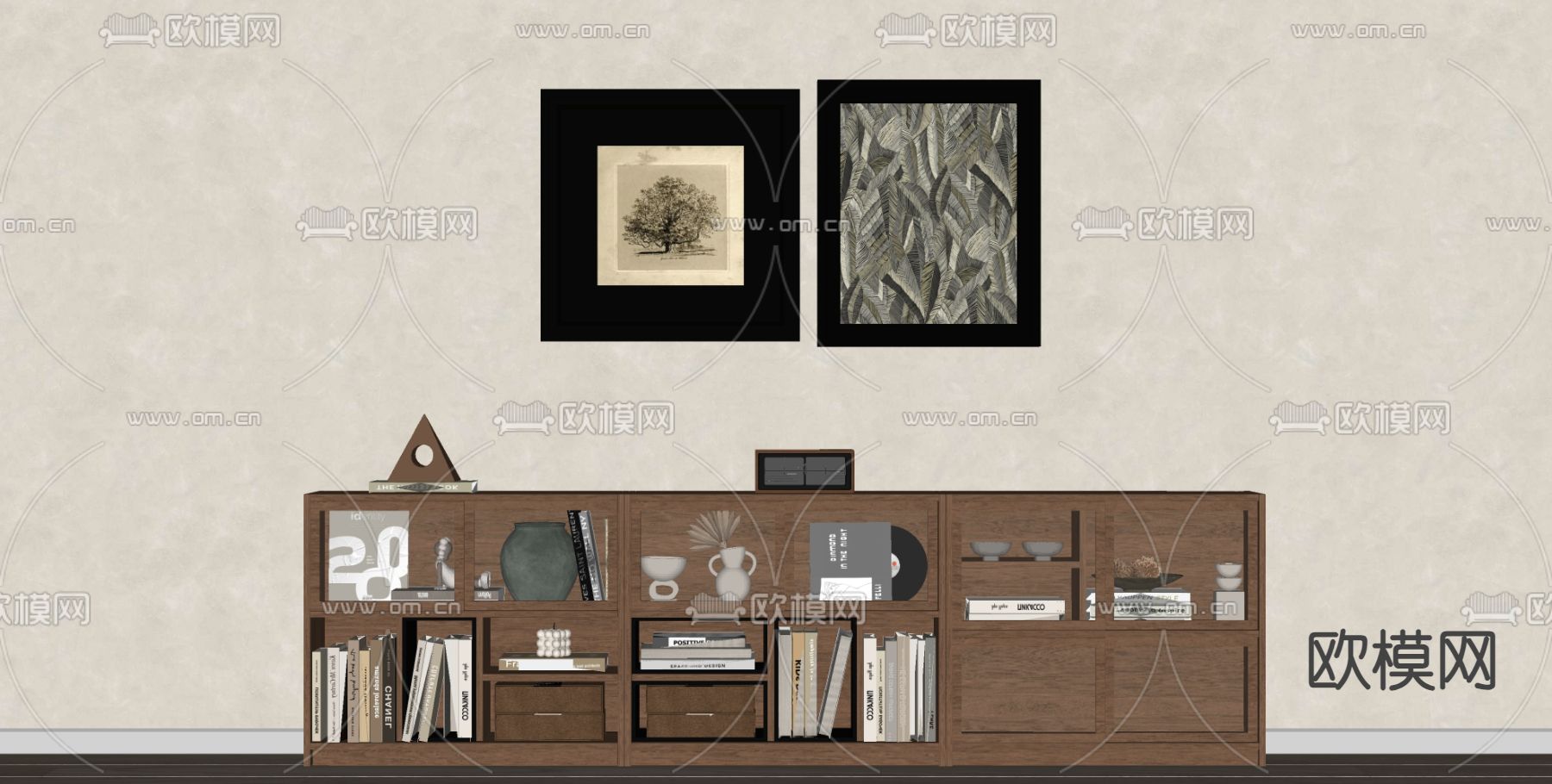 中古风储物柜su模型下载（渲染图1）