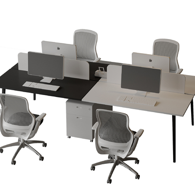  办公桌椅 职工工位su模型 