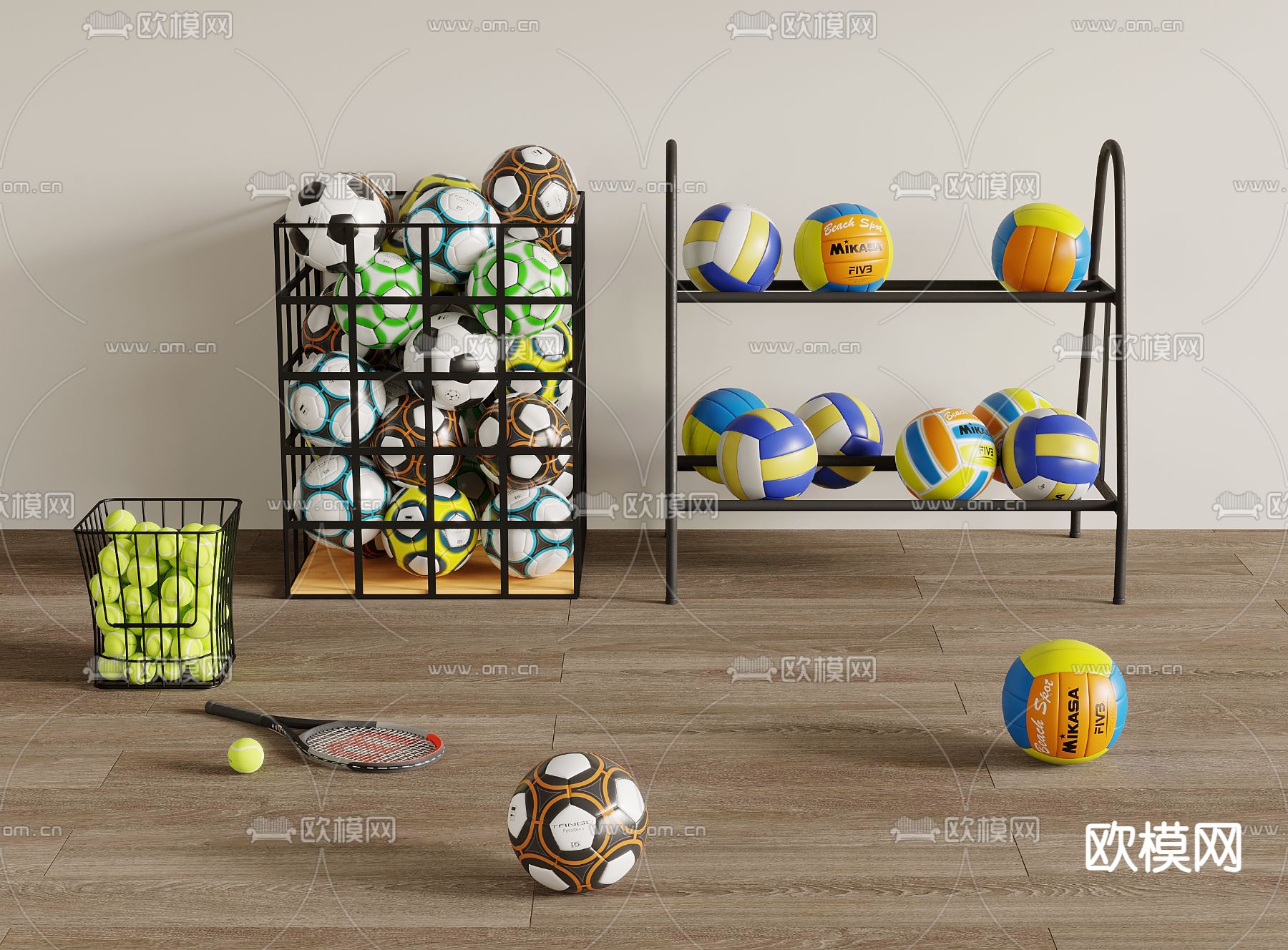 足球 排球 网球su模型下载（渲染图2）