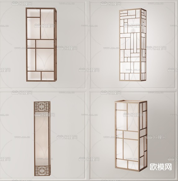 新中式壁灯 照明灯3d模型下载