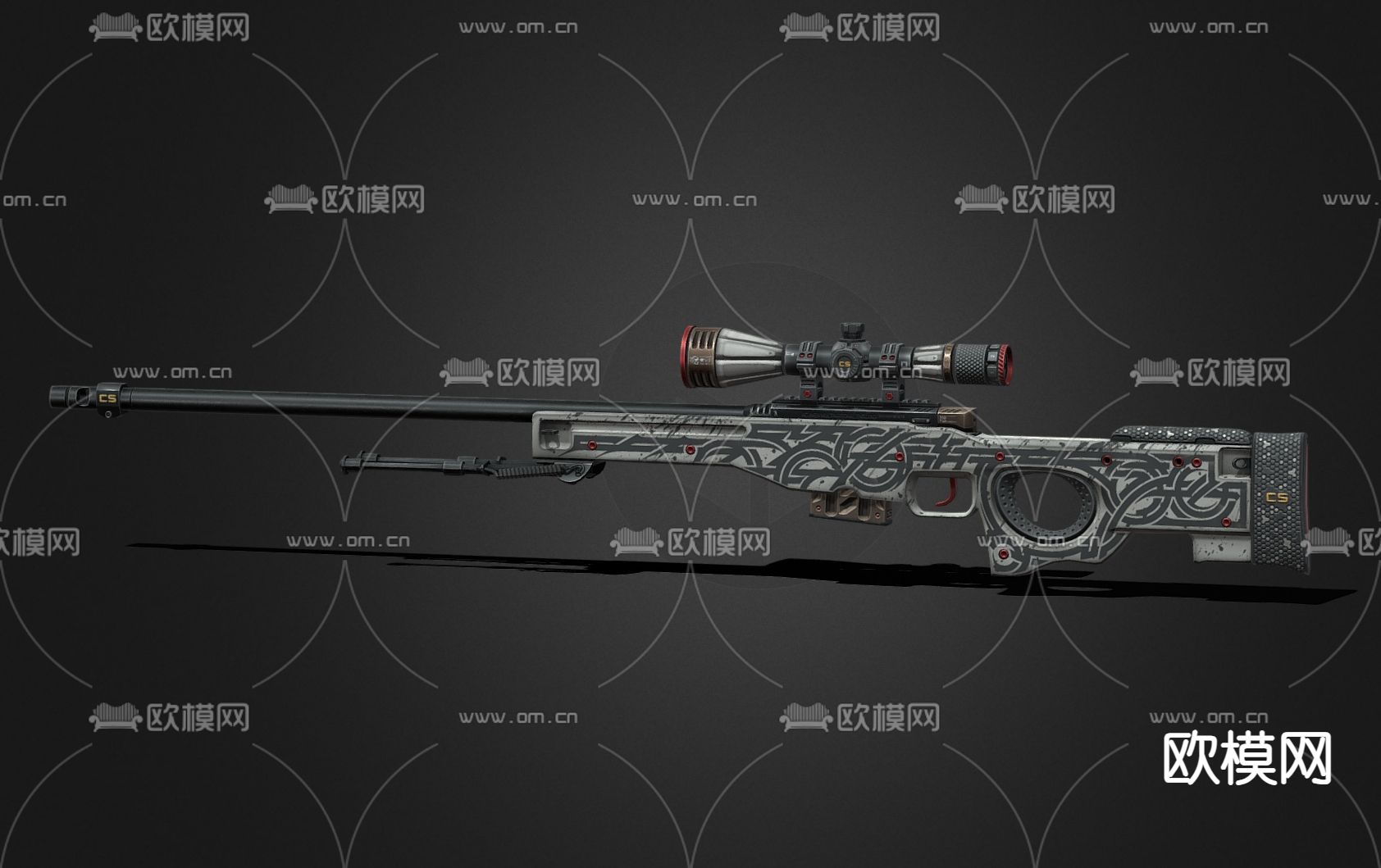 游戏枪 自动步枪su模型下载（渲染图2）