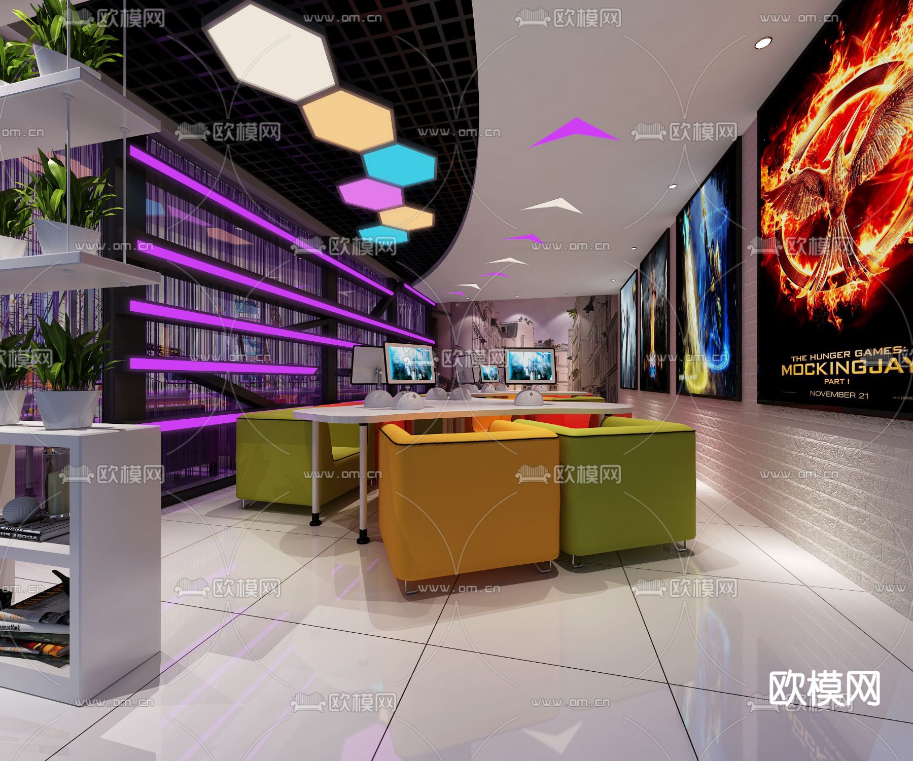 网咖 网吧 电竞馆3d模型下载（渲染图2）
