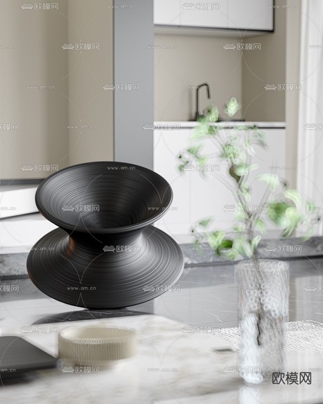 现代客餐厅3d模型下载(渲染图2)