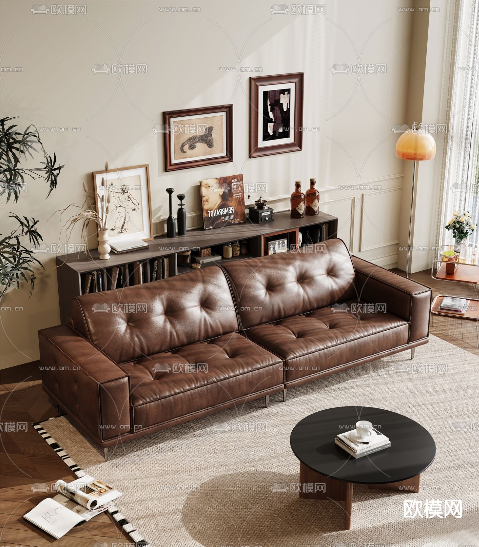 中古风沙发 双人沙发3d模型下载（渲染图2）