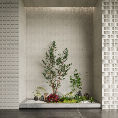  室内景观 植物堆su模型 