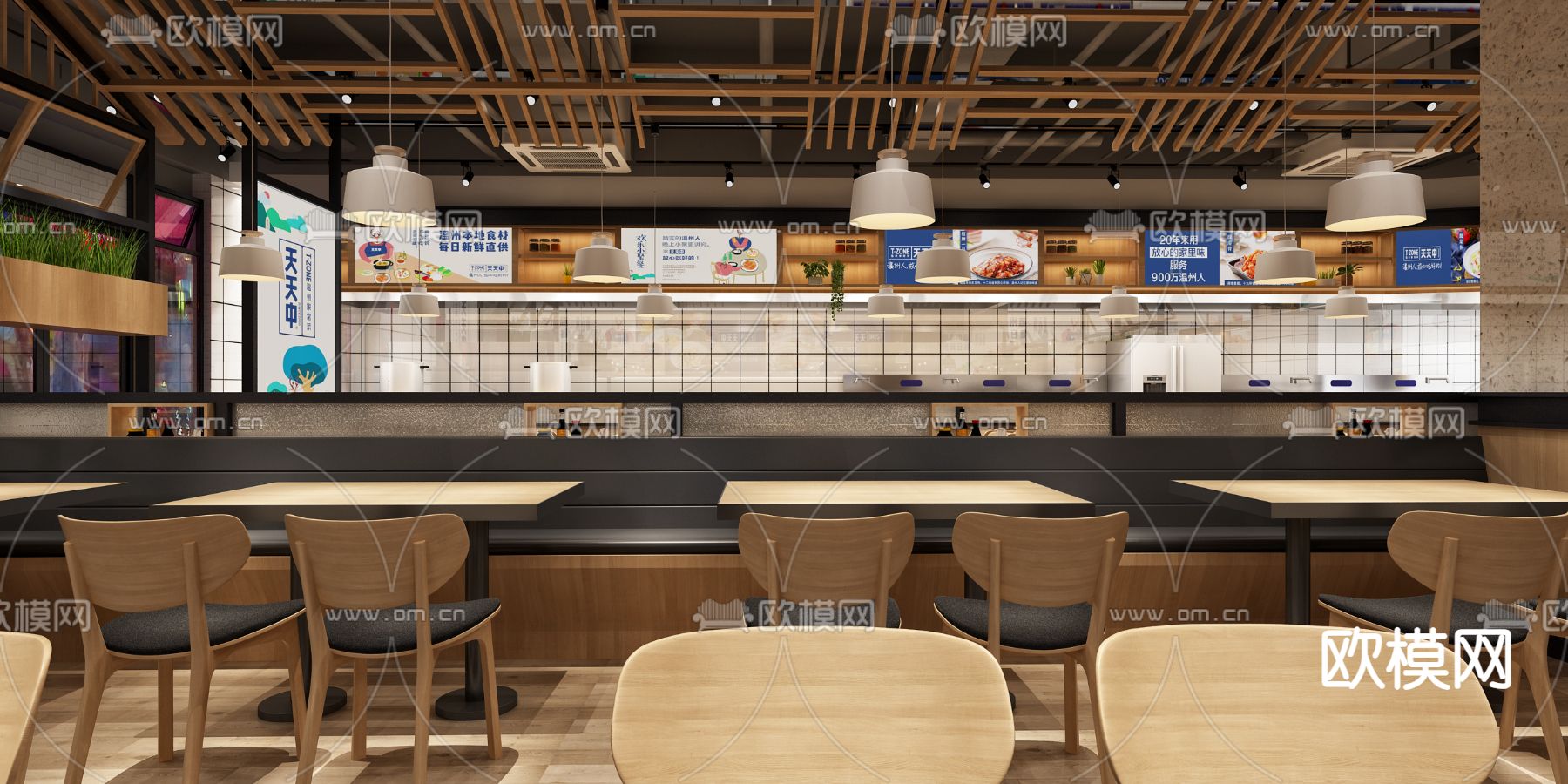 中式快餐厅3d模型下载（渲染图2）