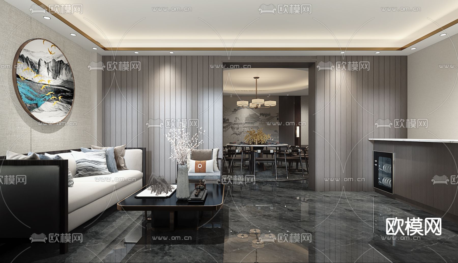 中餐厅包房 包厢 酒楼包间3d模型下载（渲染图2）