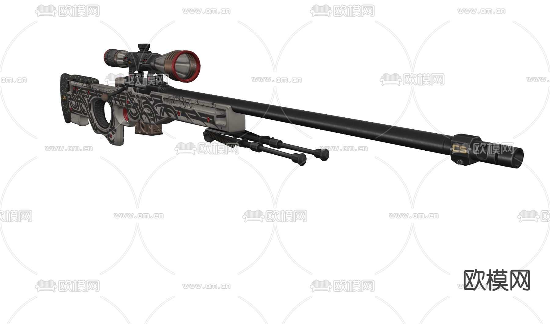 游戏枪 自动步枪su模型下载（渲染图1）