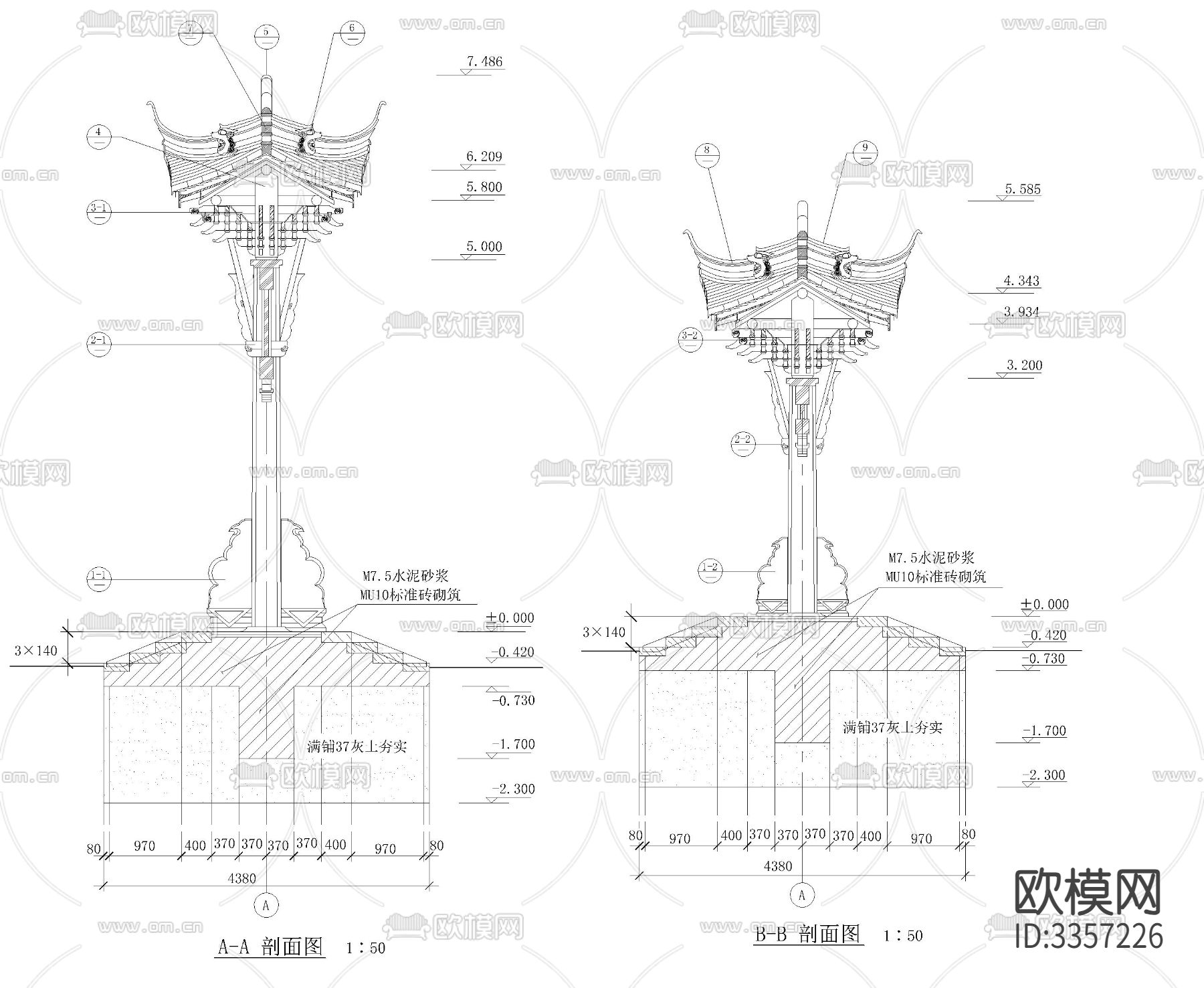 牌楼cad大样图下载（渲染图5）