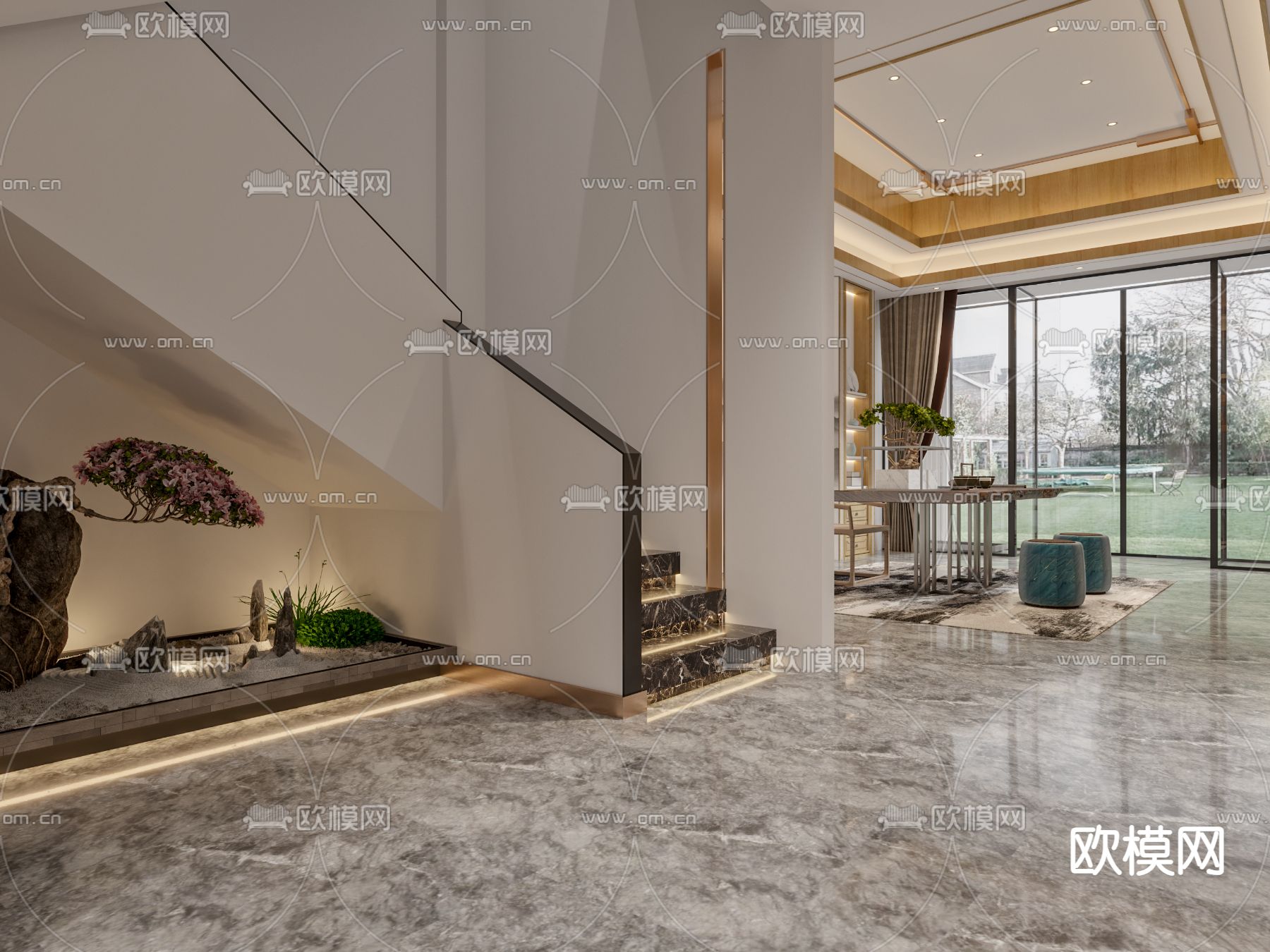 新中式茶馆 品茶室3d模型下载（渲染图3）