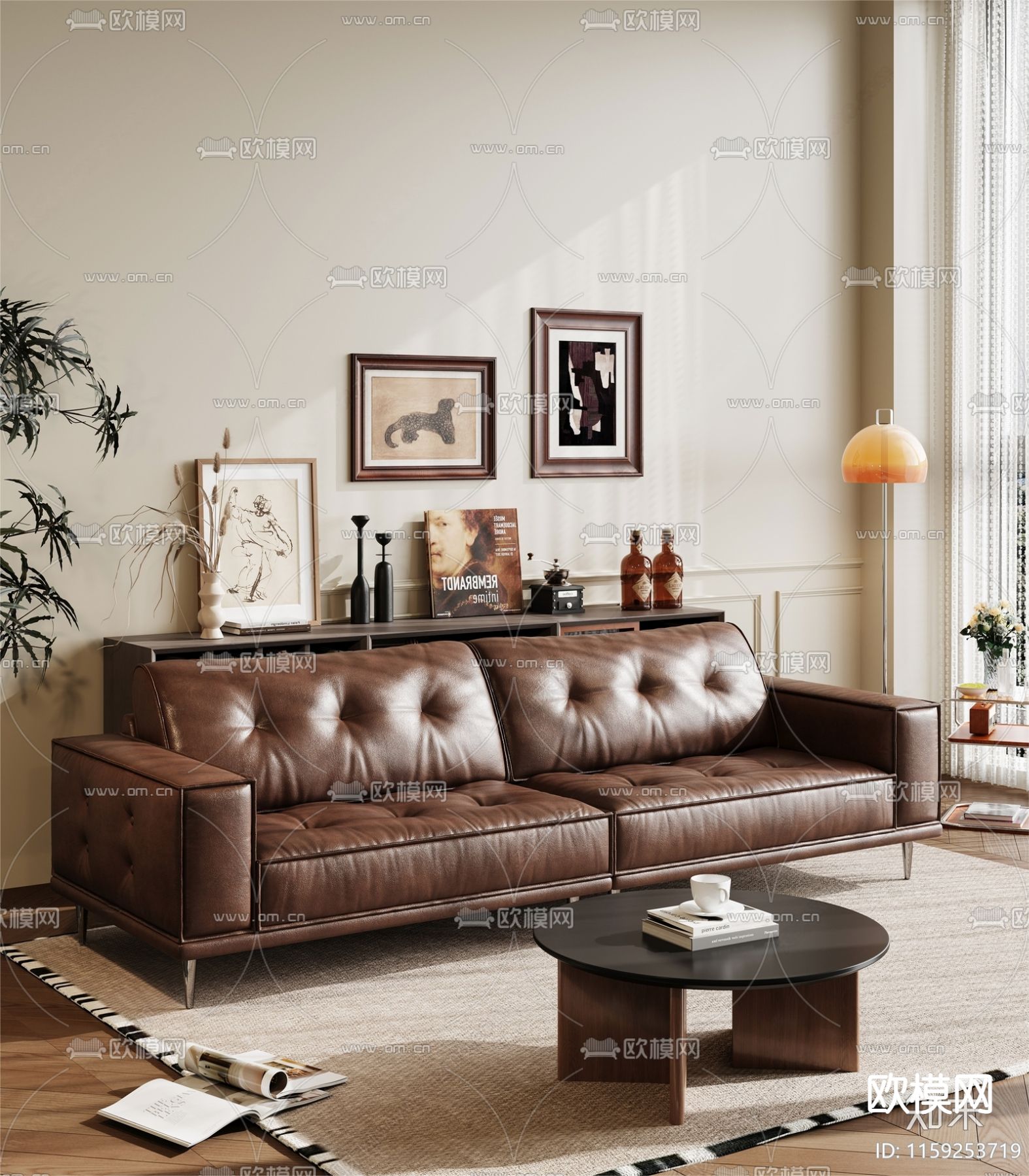 中古风沙发 双人沙发3d模型下载（渲染图1）