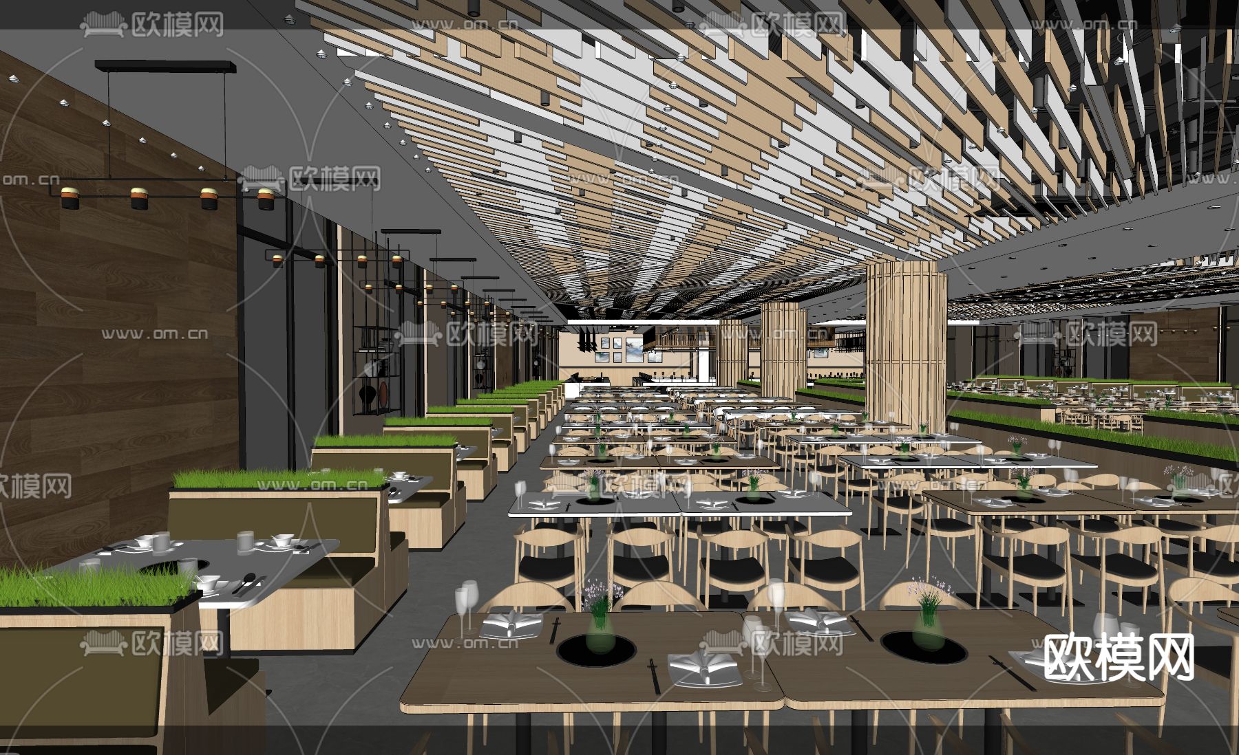 员工食堂 智能取餐区su模型下载（渲染图1）