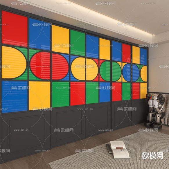 孟菲斯风隔断 屏风隔断3d模型下载