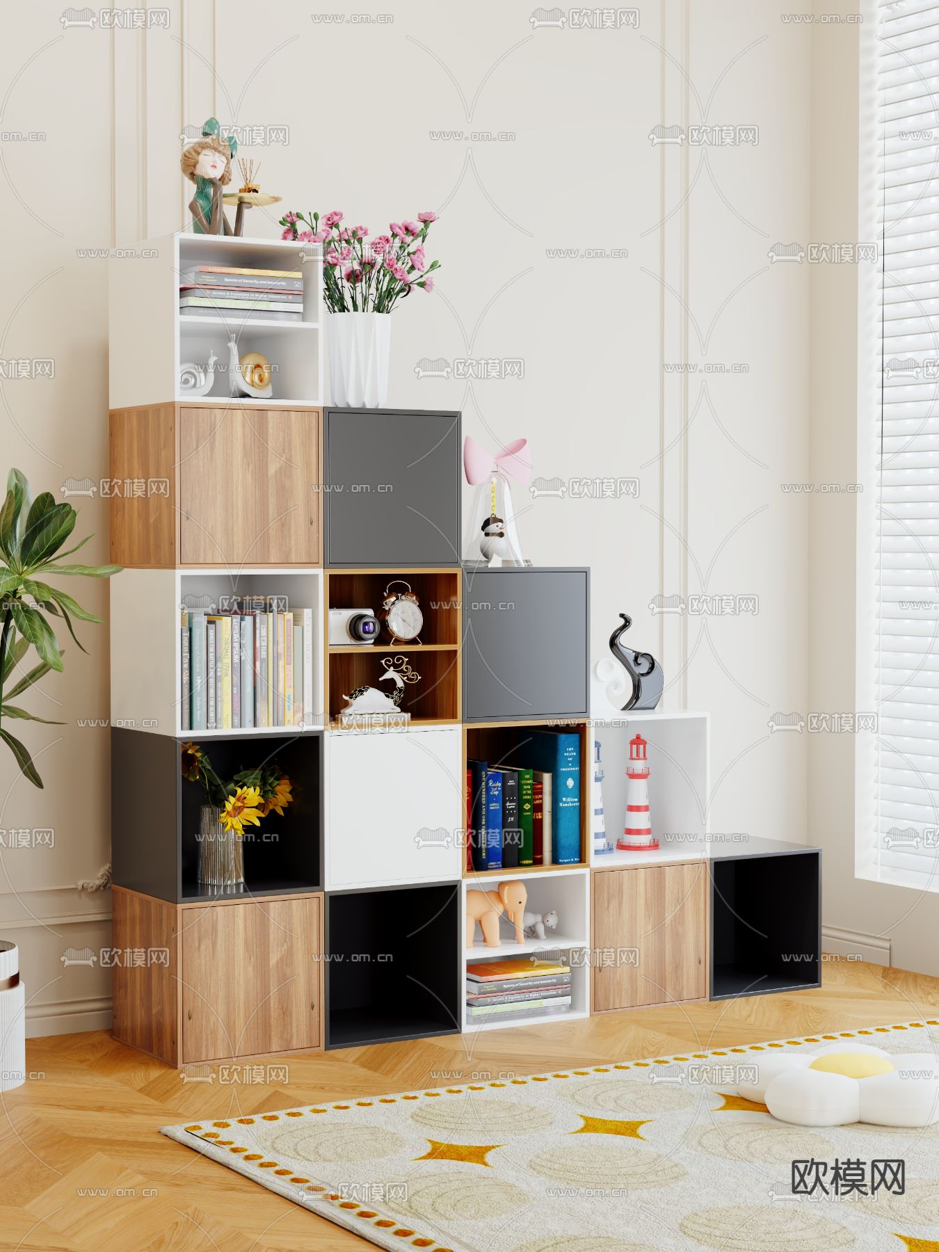 儿童书柜 格子柜3d模型下载