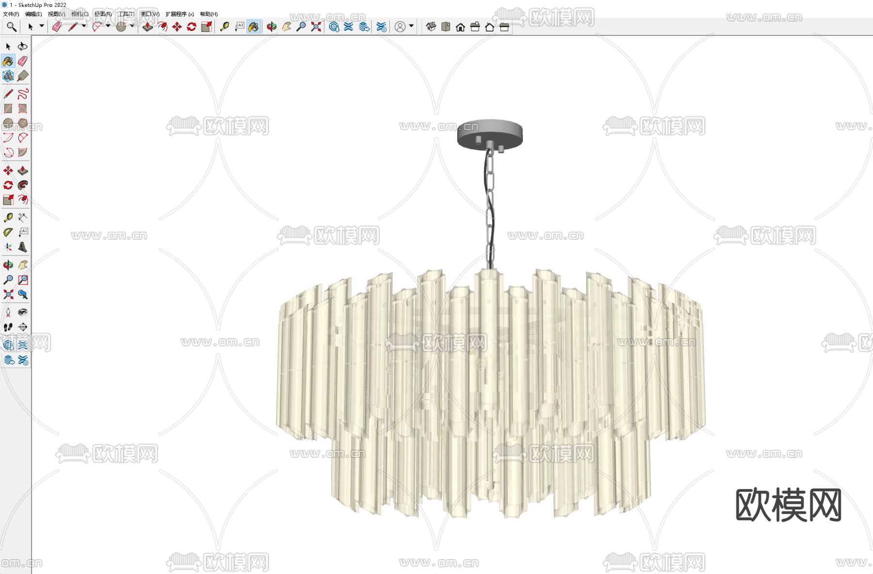 现代水晶吊灯 玻璃吊灯su模型下载（渲染图1）