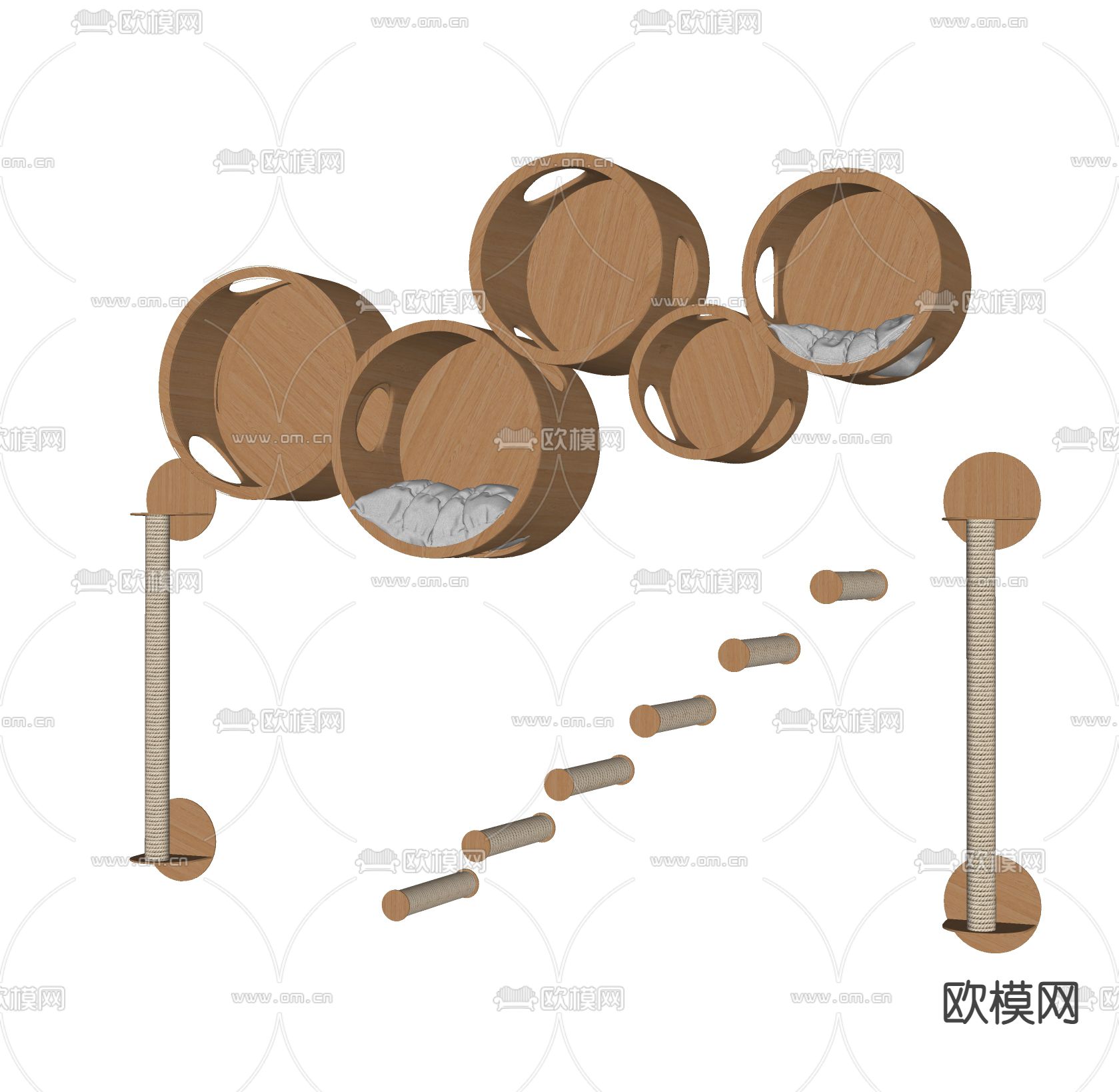 猫爬架 猫窝su模型下载（渲染图1）