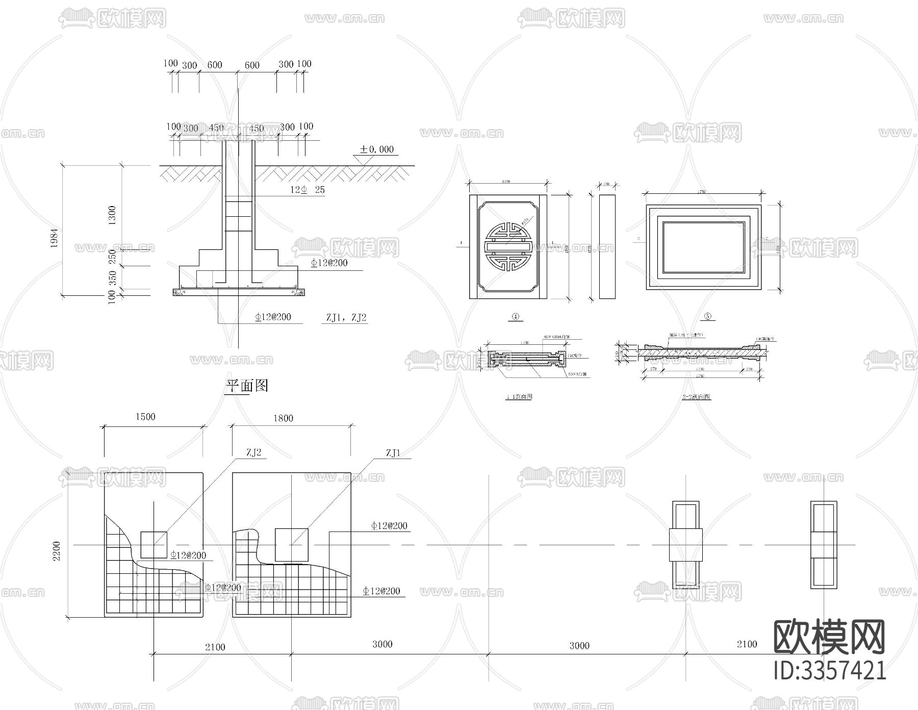 牌坊cad大样图下载（渲染图1）