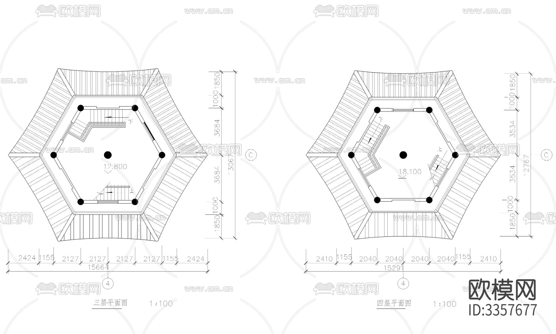 古塔cad大样图下载（渲染图4）