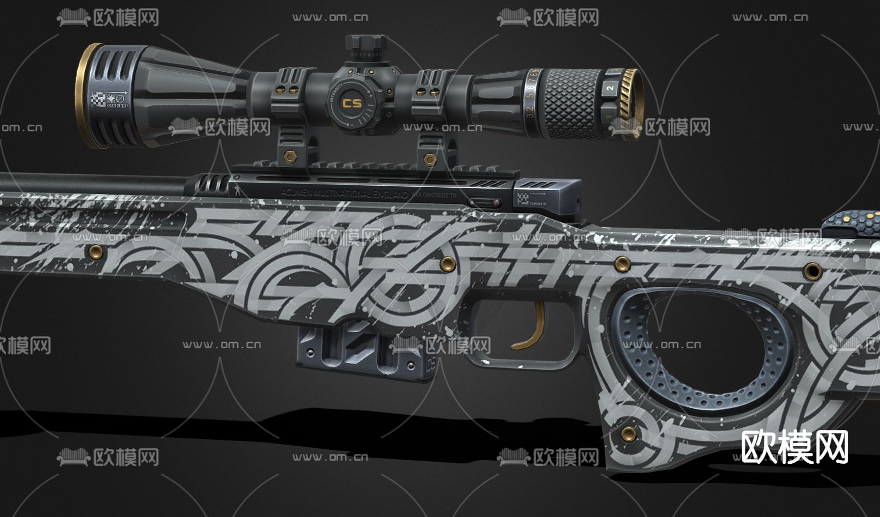 游戏枪 狙击枪su模型下载（渲染图2）