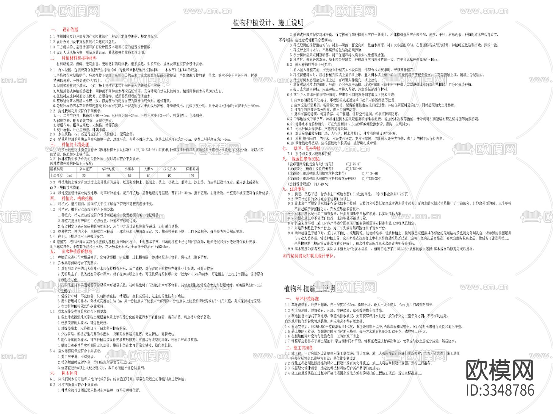 种植设计 施工说明 种植施工做法详图cad大样图下载（渲染图2）