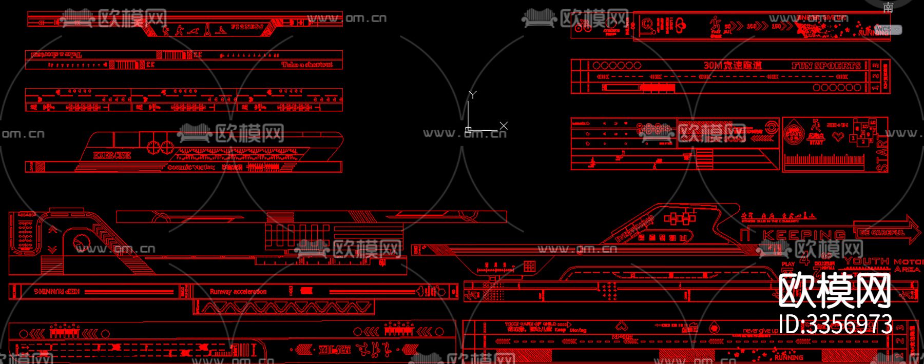 现代消防扑救场地图案样式cad图库下载（渲染图3）
