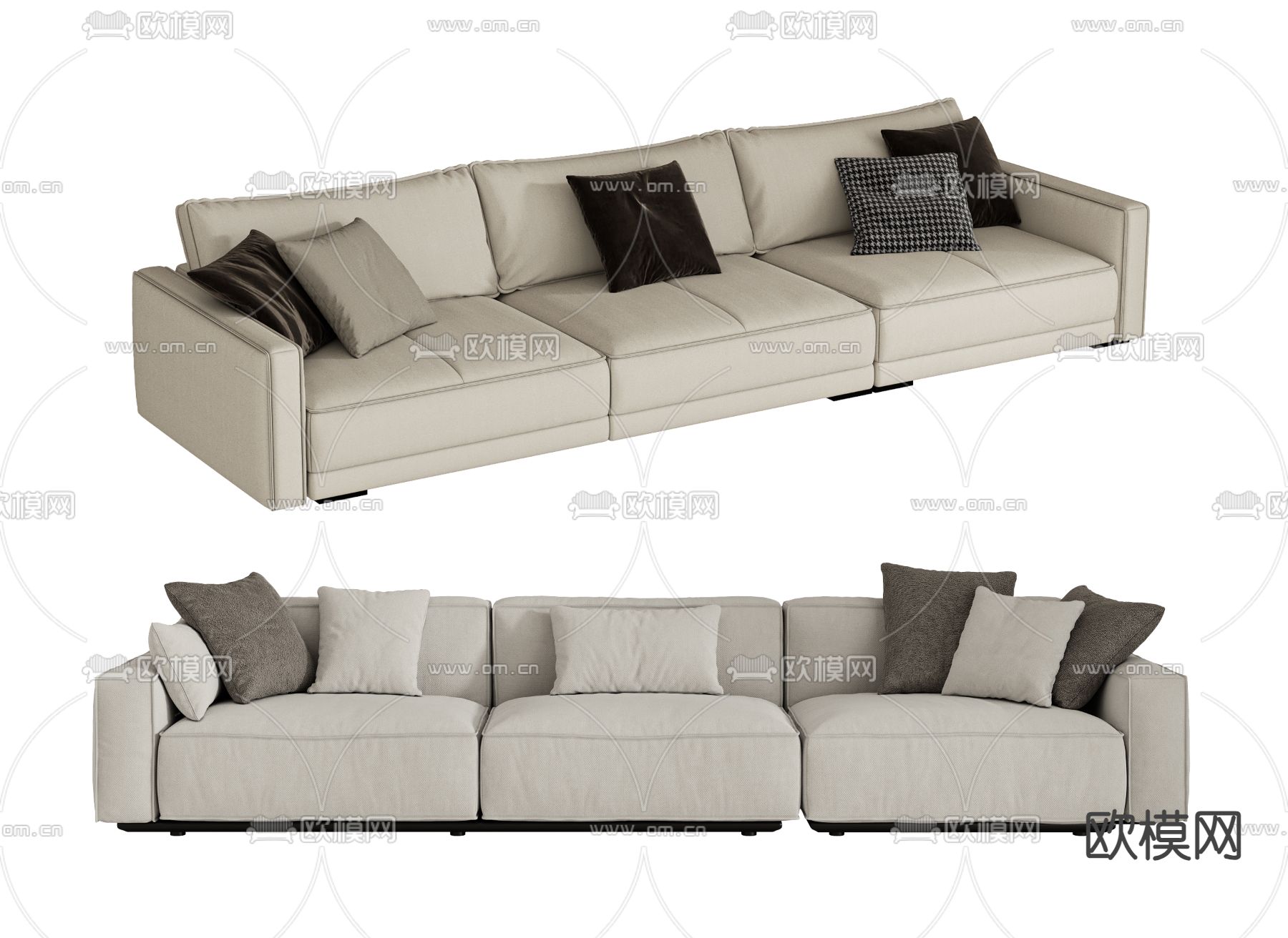 Minotti 软体沙发 三人 沙发3d模型下载