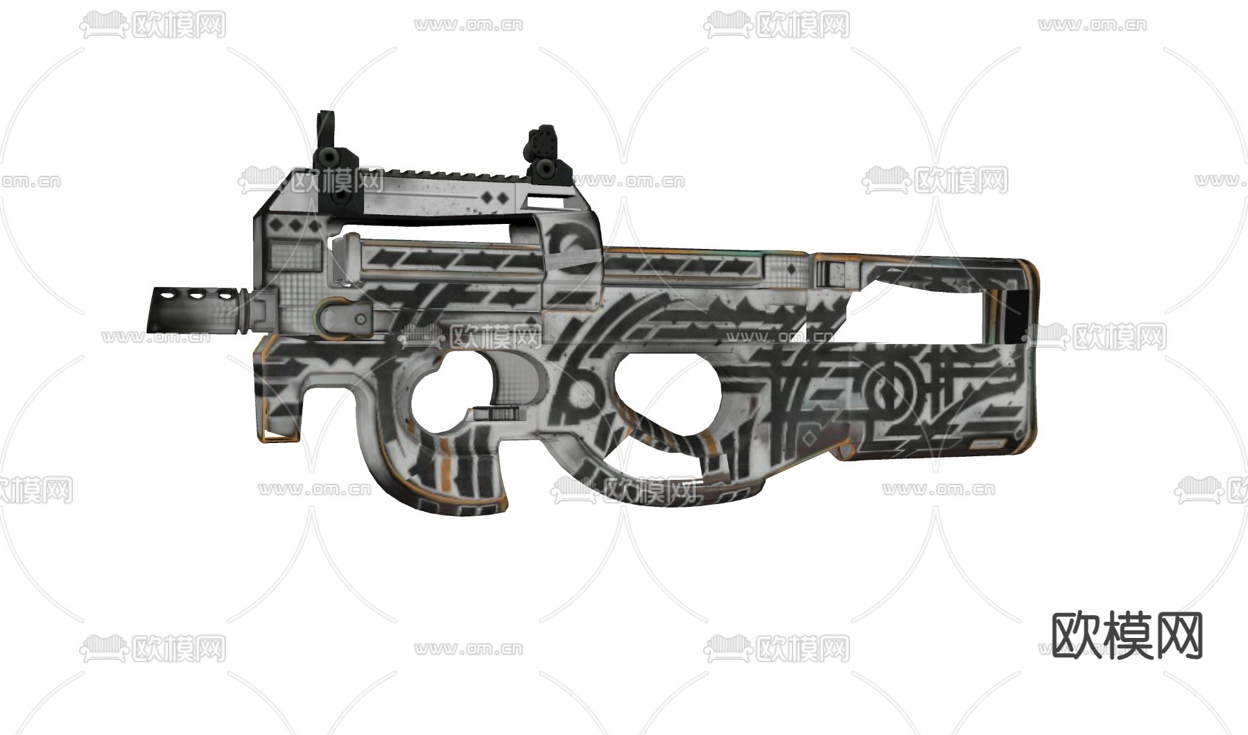 手枪 科技步枪3d模型下载（渲染图2）
