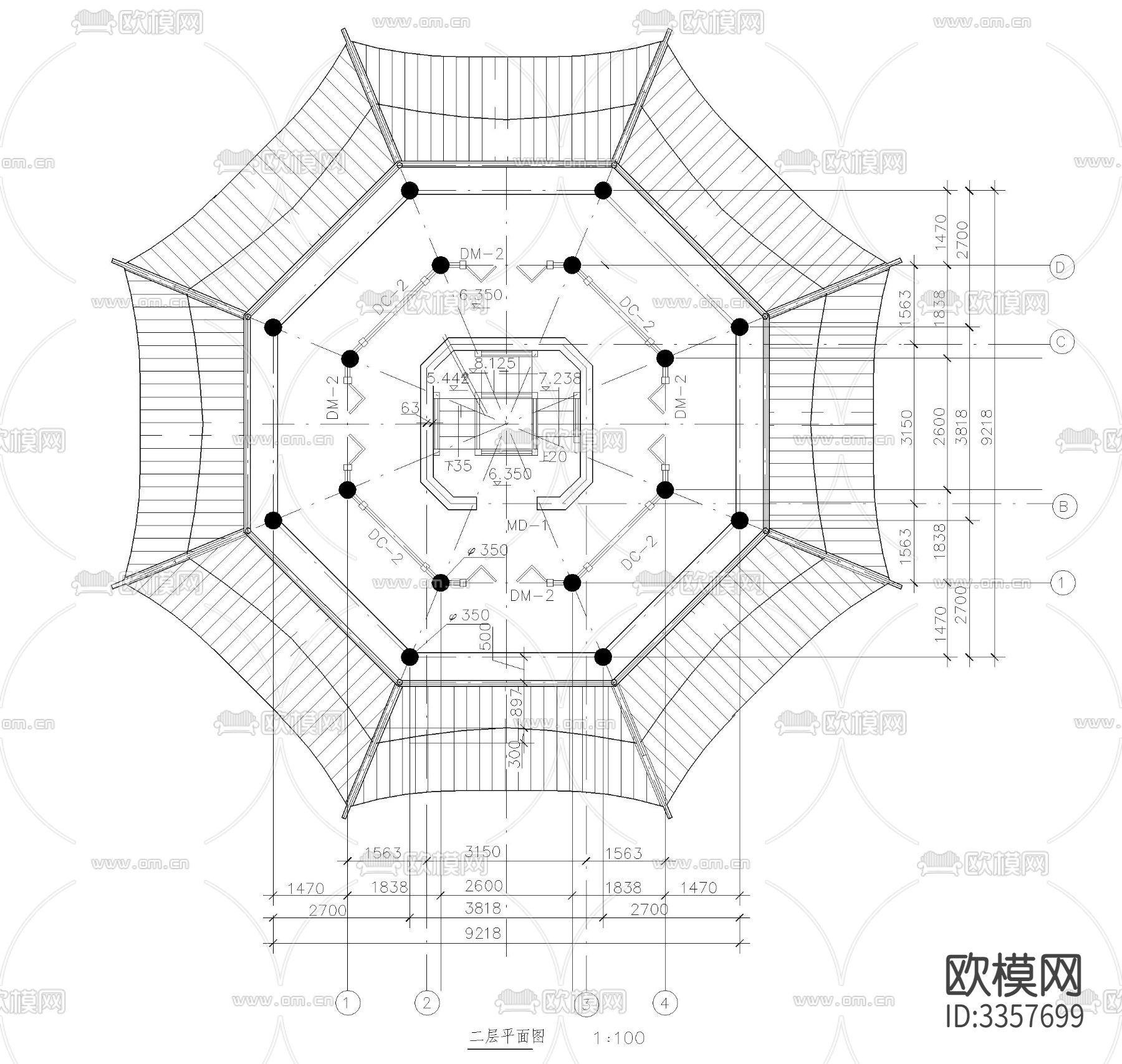 古塔cad大样图下载（渲染图7）