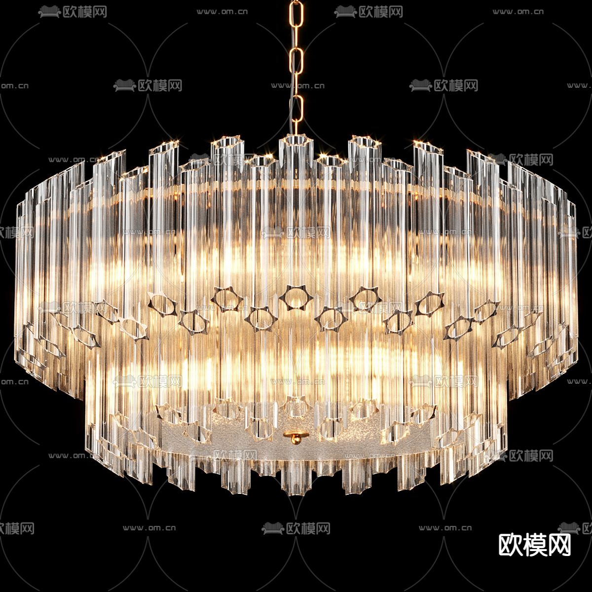 现代水晶吊灯 玻璃吊灯su模型下载（渲染图2）