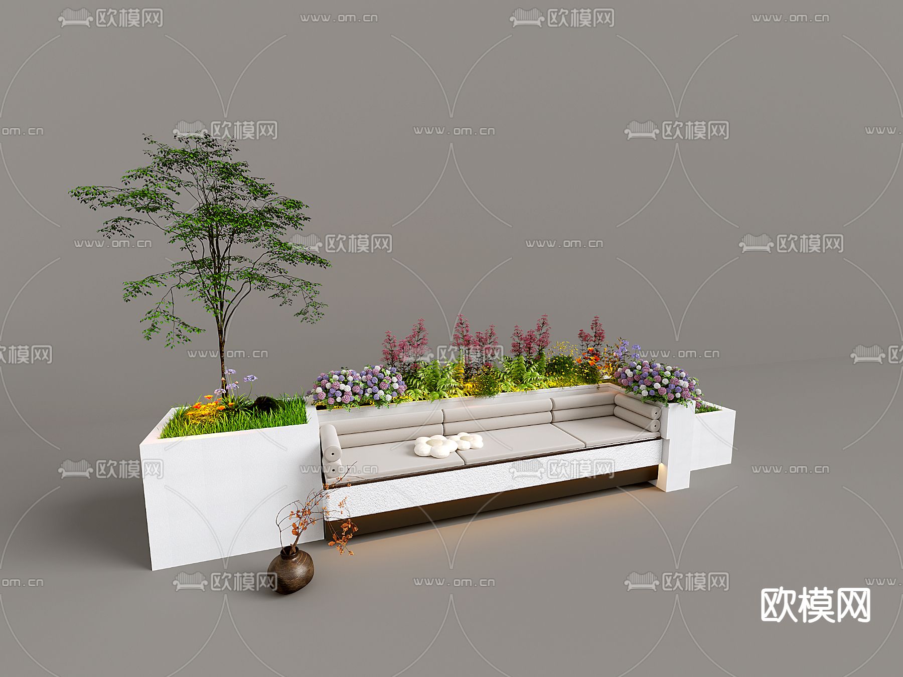 树池椅 户外椅 公共椅su模型下载（渲染图2）