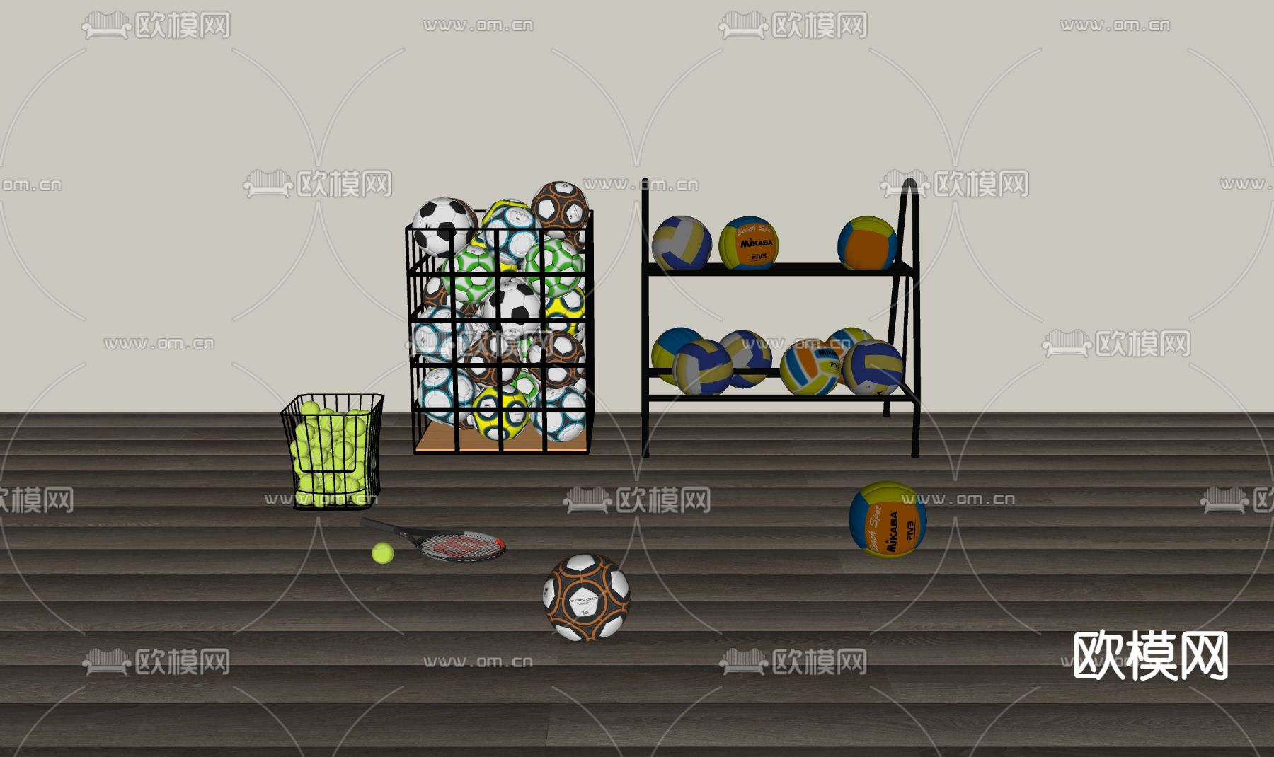 足球 排球 网球su模型下载（渲染图1）