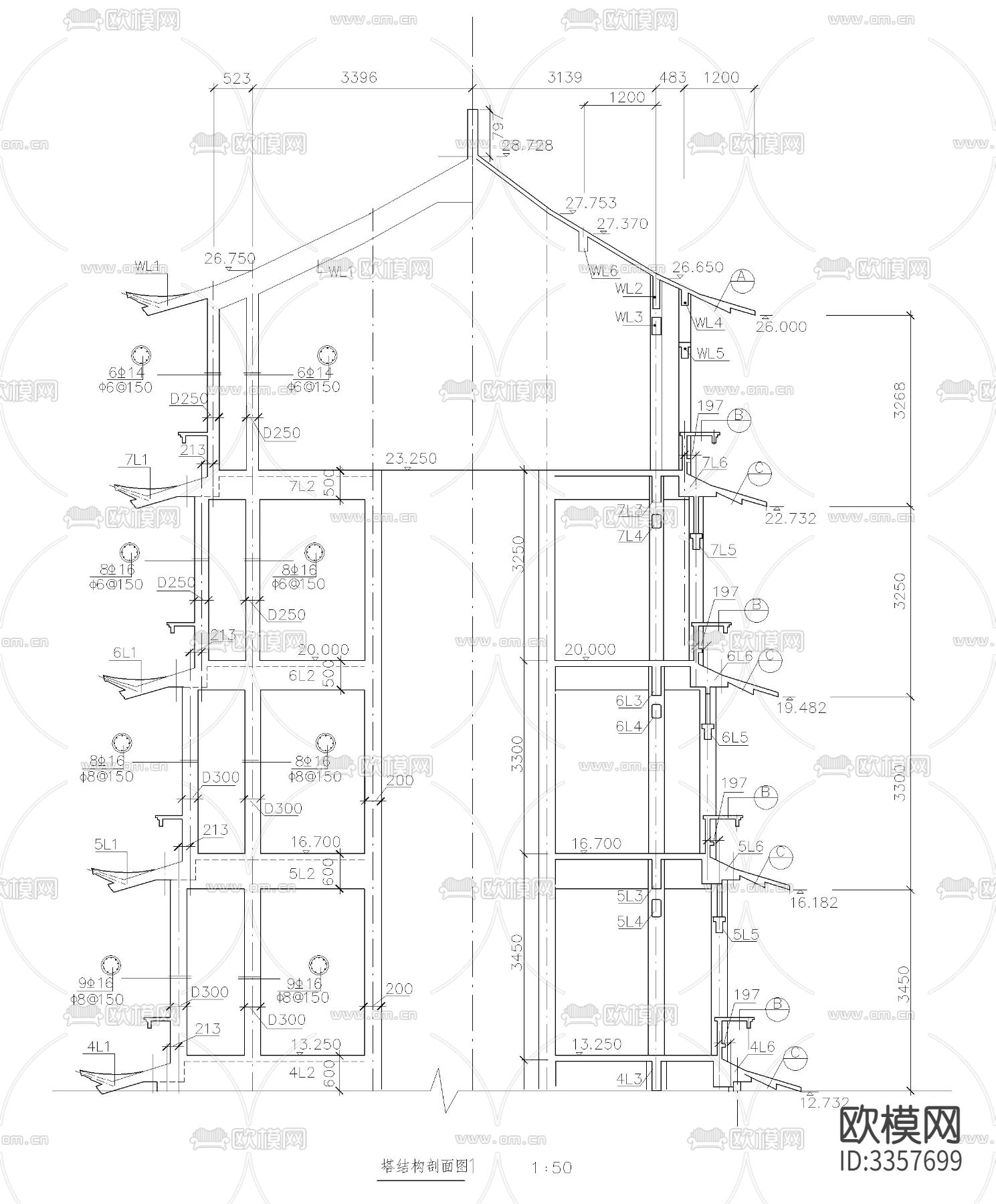 古塔cad大样图下载（渲染图4）