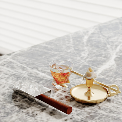  铲子 冰块 蜡烛 水杯 酒杯su模型 