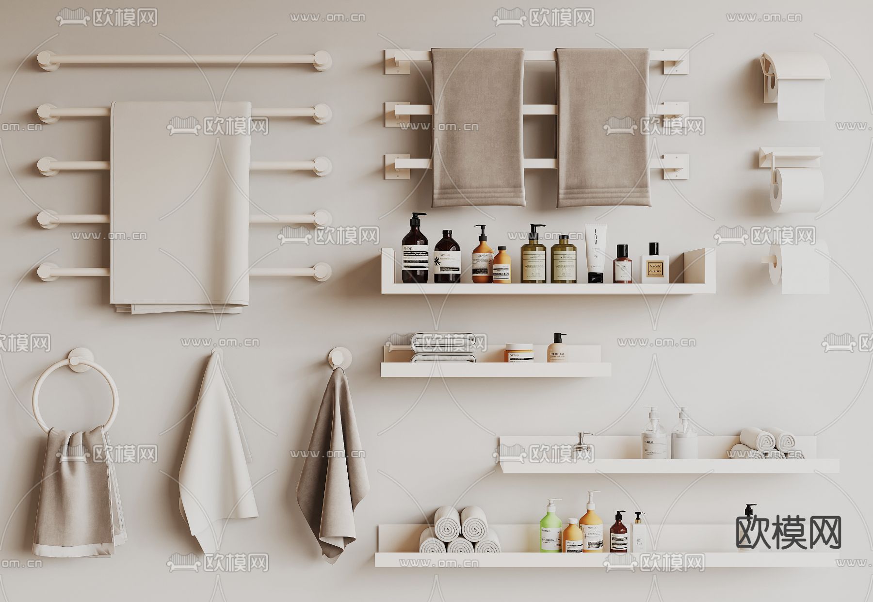 洗浴用品 毛巾架su模型下载（渲染图2）