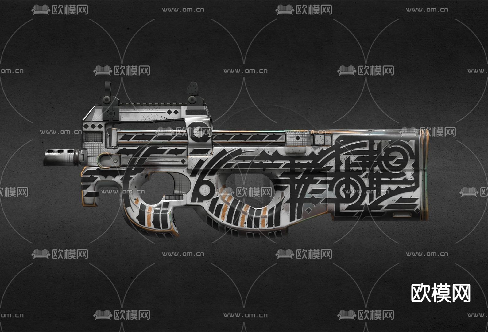手枪 科技步枪3d模型下载（渲染图1）