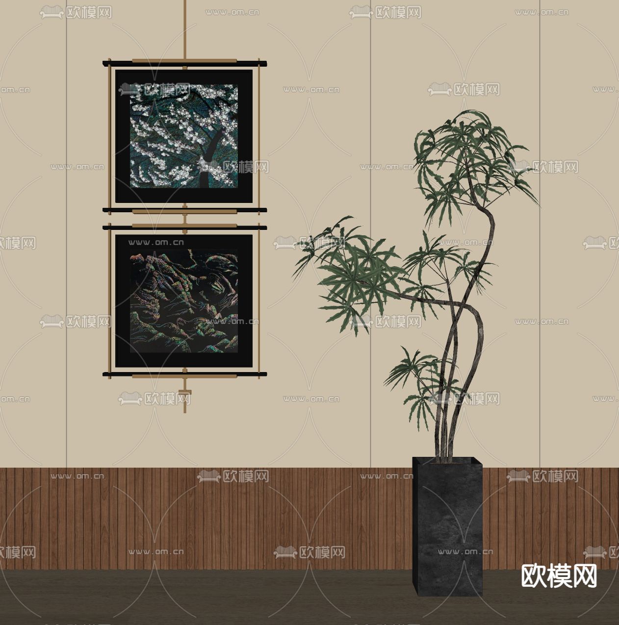 中古风装饰画su模型