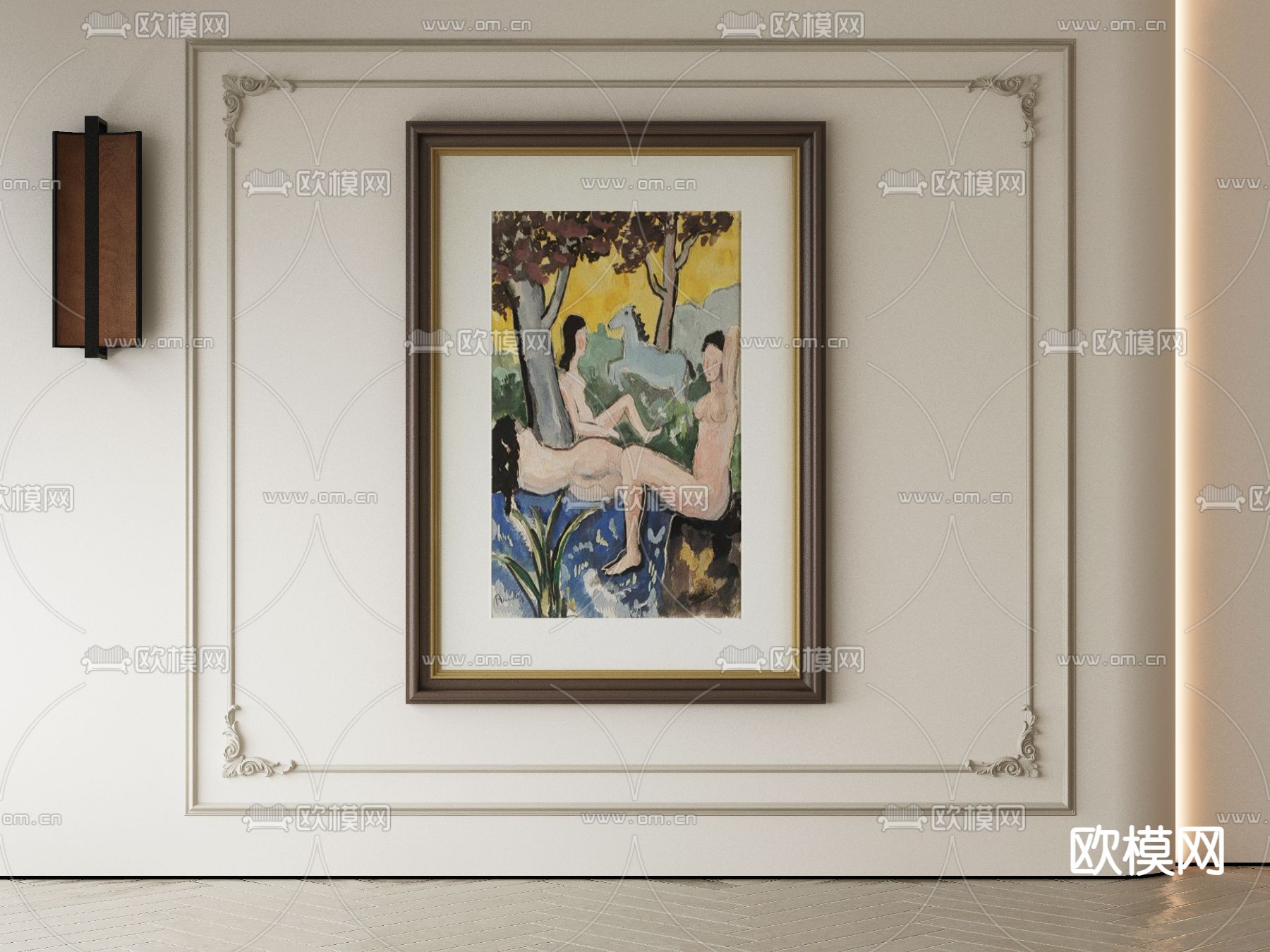 美式艺术画 人物画3d模型下载