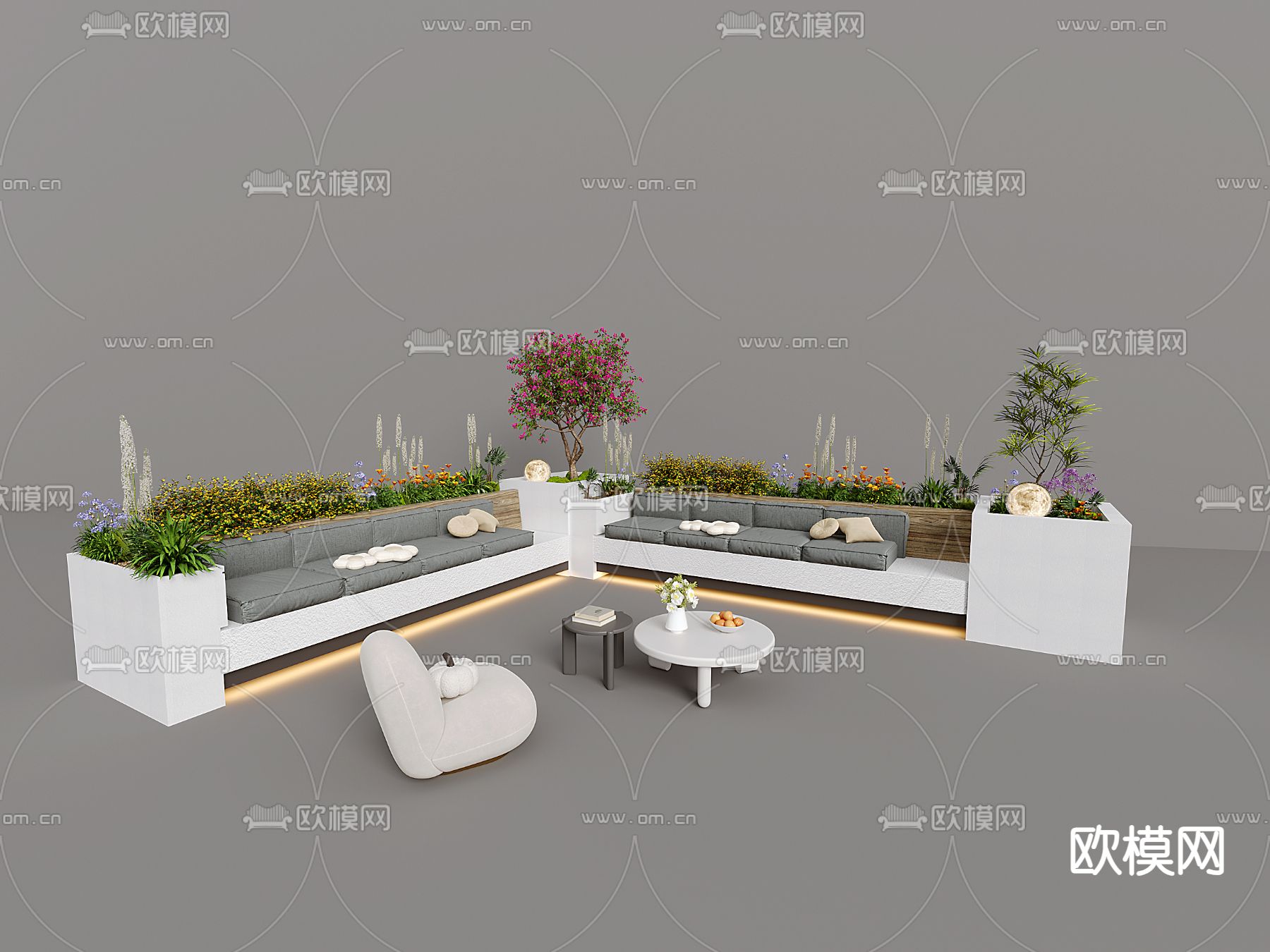 树池椅 户外椅 公共椅su模型下载（渲染图2）