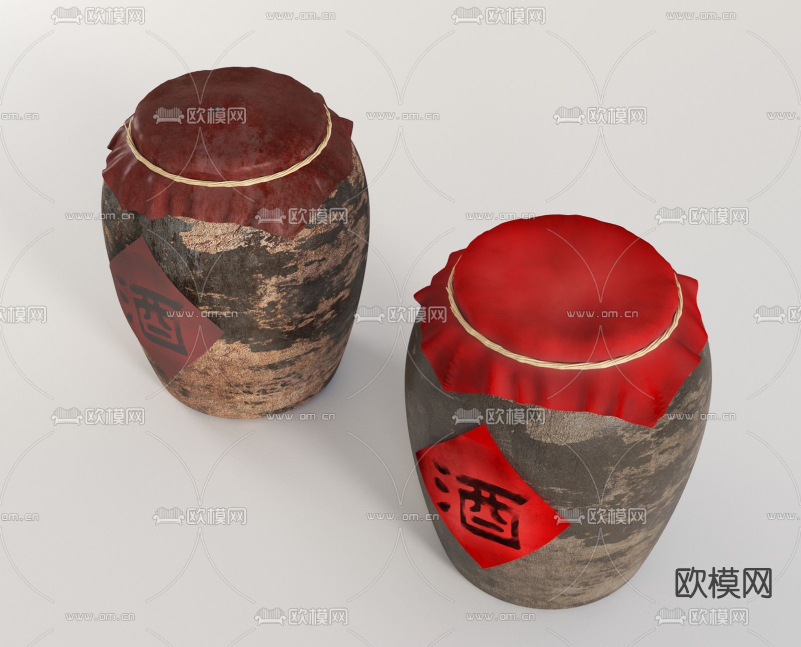 中式酒坛su模型下载（渲染图2）