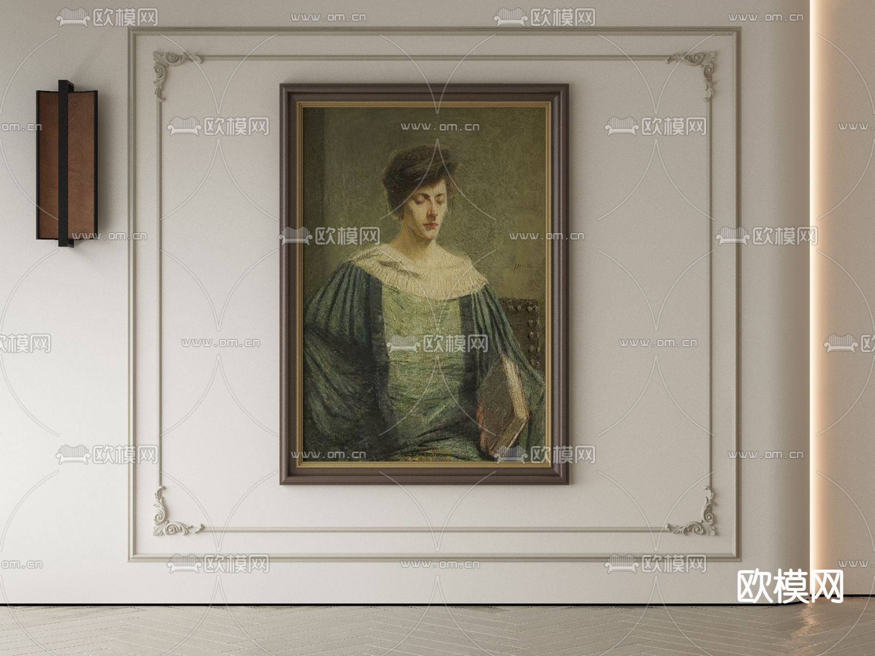 美式装饰画 人像画3d模型下载