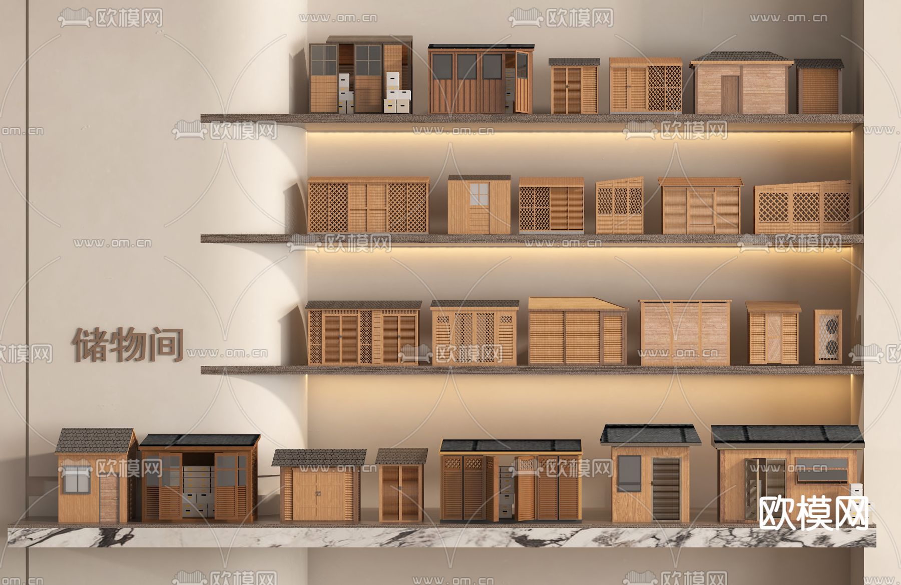 侘寂杂物间 空调外机房  小木屋3d模型下载
