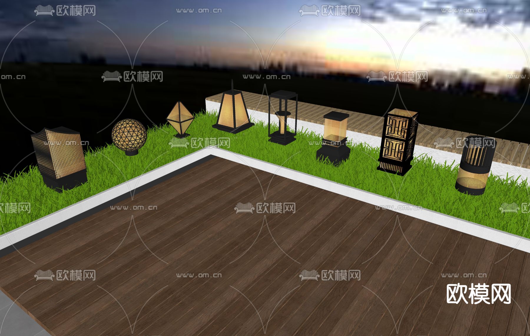 景观灯 户外灯 草坪灯 庭院灯su模型下载（渲染图1）
