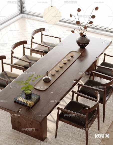 新中式茶桌 茶台3d模型下载
