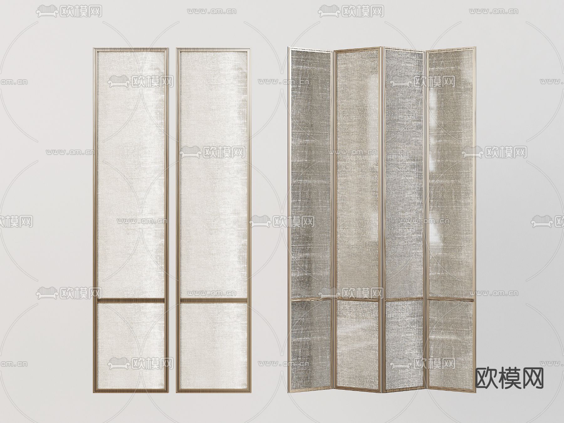 玻璃隔断 磨砂屏风3d模型下载