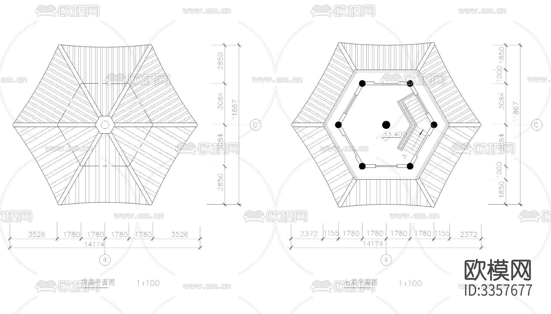 古塔cad大样图下载（渲染图3）
